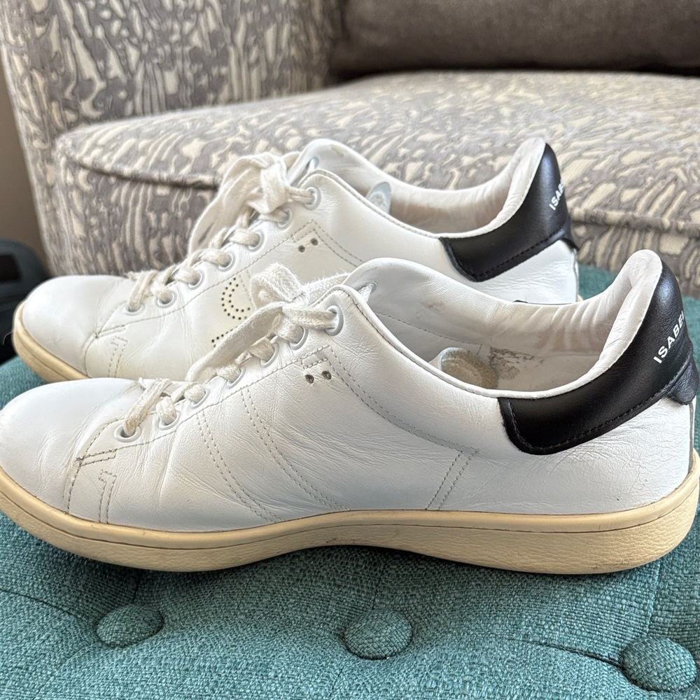 Isabel Marant White and Black Leather Sneakers - Picture 6 of 7